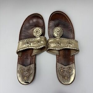 Jack Rogers Womens Jacks Flat Thong Sandals Silver Size 9